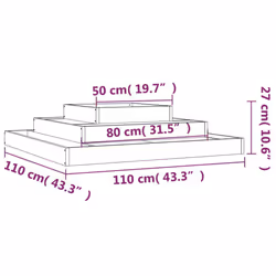 vidaXL Solid Wood Pine Planter Raised Bed Multi Colours 110x110x27/80x80x27 cm - black, 110 x 110 x 27 cm