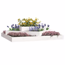vidaXL Solid Wood Pine Planter Raised Bed Multi Colours 112x112x27/83x83x27 cm - white, 112 x 112 x 27 cm