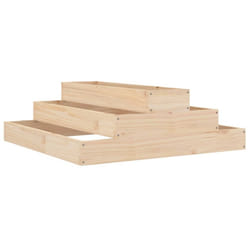 vidaXL Solid Wood Pine Planter Raised Bed Planter Flower Box Wooden Plant Pot - brown, 80 x 80 x 27 cm