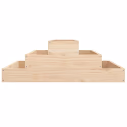 vidaXL Solid Wood Pine Planter Raised Bed Planter Flower Box Wooden Plant Pot - brown, 80 x 80 x 27 cm - Additional view 4