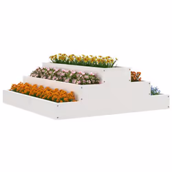 vidaXL Solid Wood Pine Planter Raised Bed Planter Flower Box Wooden Plant Pot - white, 80 x 80 x 27 cm - Additional view 2