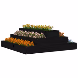 vidaXL Solid Wood Pine Planter Raised Bed Planter Flower Box Wooden Plant Pot - black, 80 x 80 x 27 cm