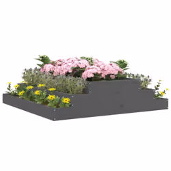 vidaXL Solid Wood Pine Planter Raised Bed Planter Flower Box Wooden Plant Pot - grey, 110 x 110 x 27 cm - Additional view 2