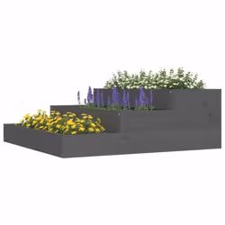 vidaXL Solid Wood Pine Planter Raised Bed Multi Colours 107x107x27/78x78x27 cm - grey, 78 x 78 x 27 cm - Additional view 2