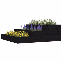 vidaXL Solid Wood Pine Planter Raised Bed Multi Colours 107x107x27/78x78x27 cm - black, 78 x 78 x 27 cm - Additional view 2