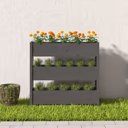 vidaXL Solid Wood Pine Planter Raised Bed Flower Box Multi Colours Multi Sizes - grey, 112 x 25 x 104.5 cm - Additional view 2