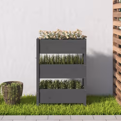 vidaXL Solid Wood Pine Planter Raised Bed Flower Box Multi Colours Multi Sizes - grey, 77 x 25 x 104.5 cm - Additional view 2