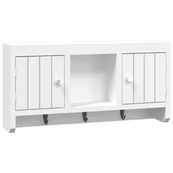 vidaXL Key Cabinet White Engineered Wood and Steel Floating Display Shelf