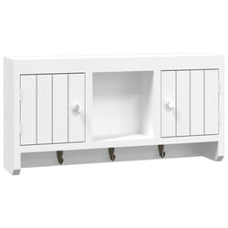 vidaXL Key Cabinet White Engineered Wood and Steel Floating Display Shelf