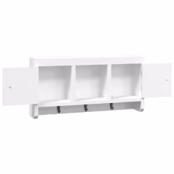 vidaXL Key Cabinet White Engineered Wood and Steel Floating Display Shelf - Additional view 5