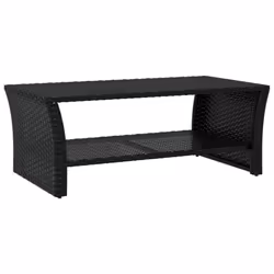 vidaXL Coffee Table Dining Table Sofa Centre Side Tea End Table Poly Rattan - black