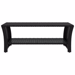 vidaXL Coffee Table Dining Table Sofa Centre Side Tea End Table Poly Rattan - black