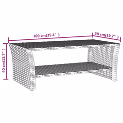 vidaXL Coffee Table Dining Table Sofa Centre Side Tea End Table Poly Rattan - black - Additional view 5