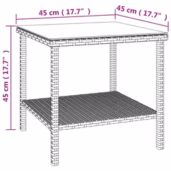 vidaXL Side Table End Table Side Coffee Table Poly Rattan and Tempered Glass - black