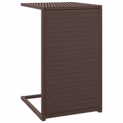 vidaXL C Table End Table Side Sofa C Shaped Table for Living Room Poly Rattan - brown