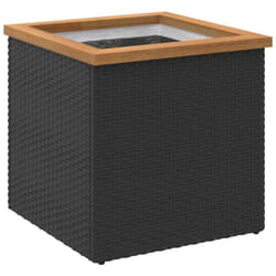 vidaXL Planter Raised Bed Planter Pot Garden Flower Pot Black Poly Rattan - 40 x 40 x 40 cm