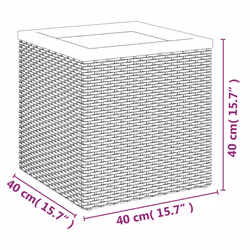 vidaXL Planter Raised Bed Planter Pot Garden Flower Pot Black Poly Rattan - 40 x 40 x 40 cm