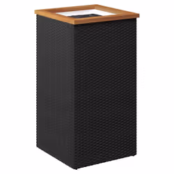 vidaXL Planter Raised Bed Planter Pot Garden Flower Pot Black Poly Rattan - 40 x 40 x 80 cm