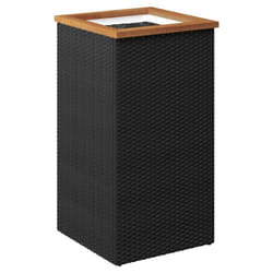 vidaXL Planter Raised Bed Planter Pot Garden Flower Pot Black Poly Rattan - 40 x 40 x 80 cm