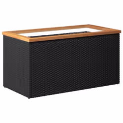 vidaXL Planter Raised Bed Planter Pot Garden Flower Pot Black Poly Rattan - 80 x 40 x 40 cm
