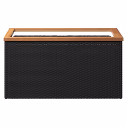 vidaXL Planter Raised Bed Planter Pot Garden Flower Pot Black Poly Rattan - 80 x 40 x 40 cm