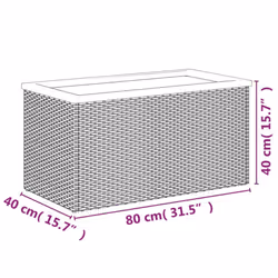 vidaXL Planter Raised Bed Planter Pot Garden Flower Pot Black Poly Rattan - 80 x 40 x 40 cm