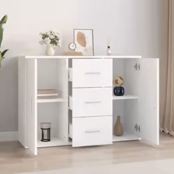 vidaXL Sideboard Storage Cabinet Cupboard Highboard Cabinet Engineered Wood - white