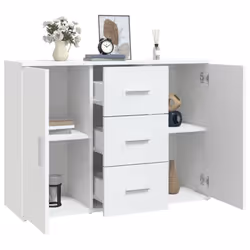 vidaXL Sideboard Storage Cabinet Cupboard Highboard Cabinet Engineered Wood - white - Additional view 4