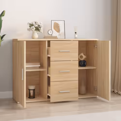 vidaXL Sideboard Storage Cabinet Cupboard Highboard Cabinet Engineered Wood - sonoma oak