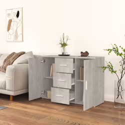 vidaXL Sideboard Storage Cabinet Cupboard Highboard Cabinet Engineered Wood - concrete grey