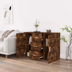 vidaXL Sideboard Storage Cabinet Cupboard Highboard Cabinet Engineered Wood - smoked oak