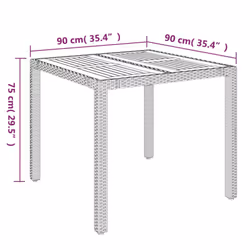 vidaXL Garden Table Outdoor Patio Dining Dinner Table with Top Poly Rattan - black and brown, 90 x 90 x 75 cm - Additional view 5