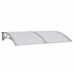 vidaXL Door Canopy PC Outdoor Porch Window Rain Awning Front Shelter Shade - grey and white, 150 x 100 cm - Additional view 2