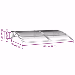 vidaXL Door Canopy PC Outdoor Porch Window Rain Awning Front Shelter Shade - grey and white, 150 x 100 cm - Additional view 4