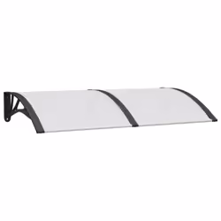 vidaXL Door Canopy Window Outdoor Awning Black and Transparent Polycarbonate - Additional view 2