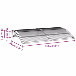 vidaXL Door Canopy Window Outdoor Awning Black and Transparent Polycarbonate - Additional view 4