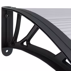 vidaXL Door Canopy Window Outdoor Awning Black and Transparent Polycarbonate - Additional view 5