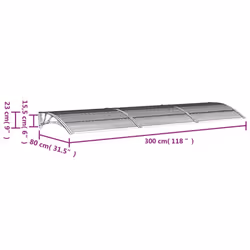 vidaXL Door Canopy Polycarbonate Outdoor Window Front Back Door Canopy Awning - grey, 300 x 80 cm - Additional view 6