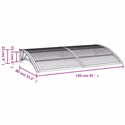 vidaXL Door Canopy Polycarbonate Outdoor Window Front Back Door Canopy Awning - black, 150 x 80 cm - Additional view 6