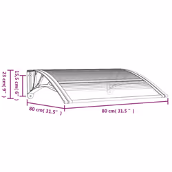 vidaXL Door Canopy Window Outdoor Awning Black and Transparent Polycarbonate - Additional view 4