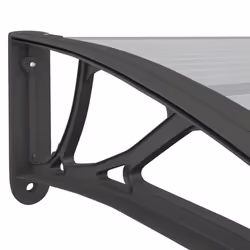 vidaXL Door Canopy Window Outdoor Awning Black and Transparent Polycarbonate - Additional view 5