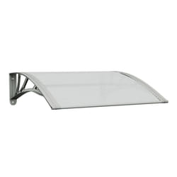 vidaXL Door Canopy Window Outdoor Awning Grey and Transparent Polycarbonate