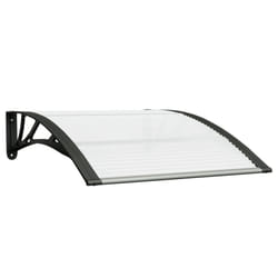 vidaXL Door Canopy Window Outdoor Awning Black and Transparent Polycarbonate