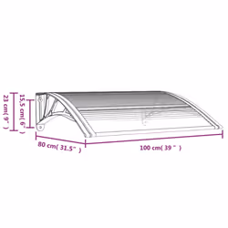vidaXL Door Canopy Window Outdoor Awning Black and Transparent Polycarbonate - Additional view 4