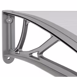vidaXL Door Canopy Window Outdoor Awning Grey and Transparent Polycarbonate - Additional view 4