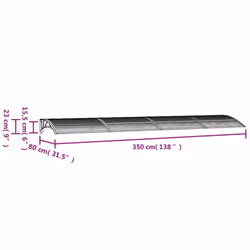 vidaXL Door Canopy Window Outdoor Awning Black and Transparent Polycarbonate