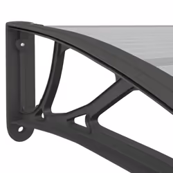 vidaXL Door Canopy Window Outdoor Awning Black and Transparent Polycarbonate - Additional view 4