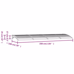 vidaXL Door Canopy Black 350x100 cm Polycarbonate Outdoor Awning Rain Shelter - Additional view 6
