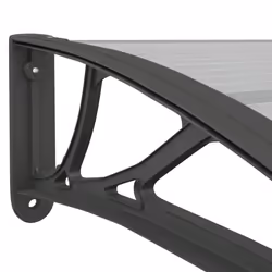 vidaXL Door Canopy Window Outdoor Awning Black and Transparent Polycarbonate - Additional view 5