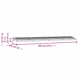 vidaXL Door Canopy Grey 400x100 cm Polycarbonate Outdoor Awning Rain Shelter - Additional view 6